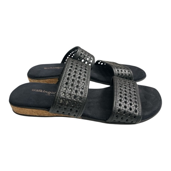 Black Walking Cradles open toe sandals size 10W - Picture 3 of 8